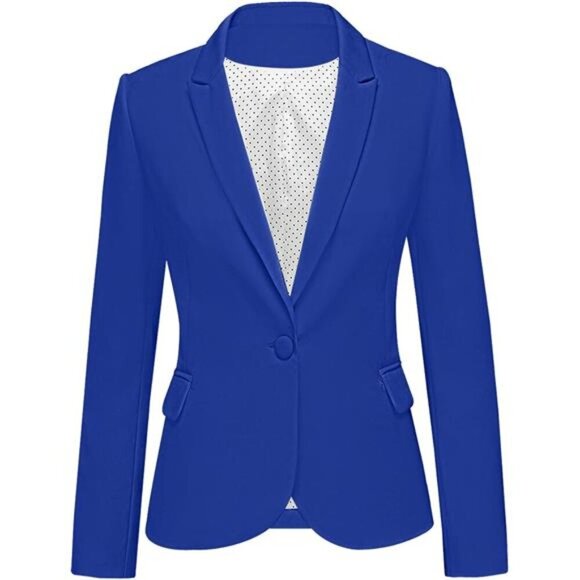 Women's Long Sleeve Formal Blazer Jacket Blue3 - Picture 1 of 6